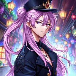 An eye-catching light novel cover featuring a masculine male character with long, flowing pink hair that drapes elegantly around him