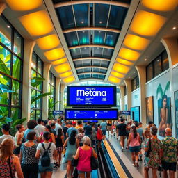 An excellent and modern metro station in a vibrant tropical city, featuring the sign 'Metro de la Habana'