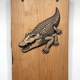 A detailed etching of a crocodile, showcasing its textured skin, sharp teeth, and powerful body