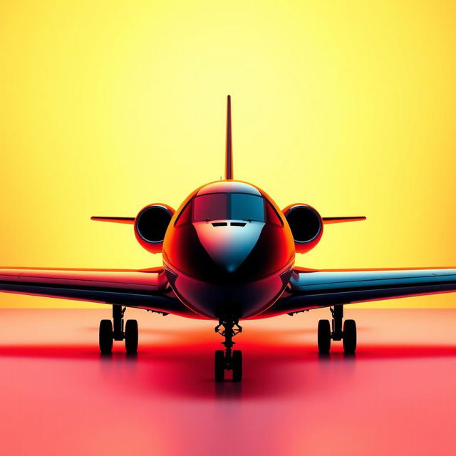 A stunning scene featuring a black plane in the center, designed to contrast against a backdrop of bright, luminous colors