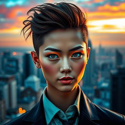 A transformed version of a person's portrait, featuring a unique artistic style