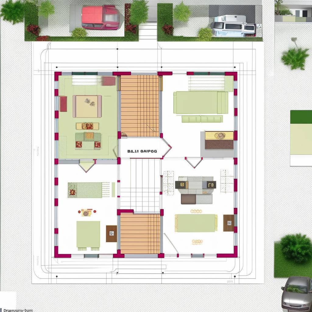 A detailed 2 Bedroom Hall Kitchen house plan of dimensions 28 feet by 50 feet. Inclusive of a designated car parking area.