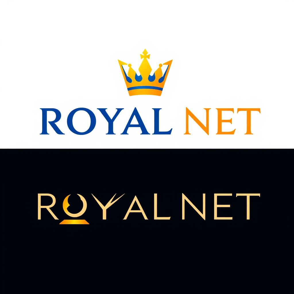 A logo design for a computer service shop named 'ROYAL NET'