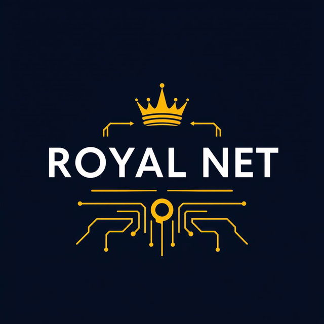 A logo design for a computer service shop named 'ROYAL NET'