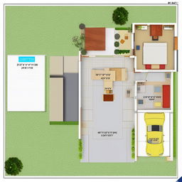 A detailed 2 Bedroom Hall Kitchen house plan of dimensions 28 feet by 50 feet. Inclusive of a designated car parking area.