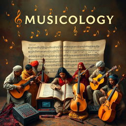 An artistic representation of musicology, showcasing the study and exploration of music in various cultures