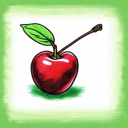 A colored sharpie drawing of a single cherry