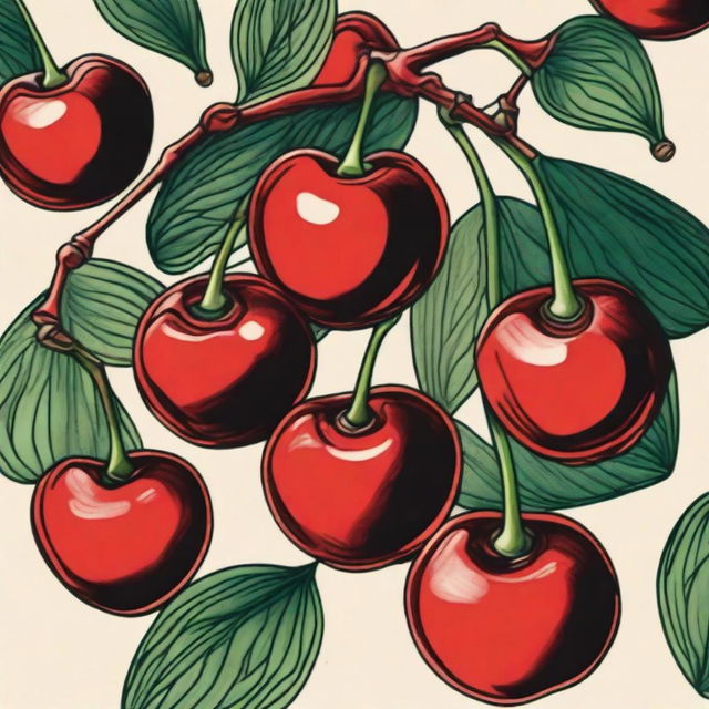 A colored sharpie drawing of cherries