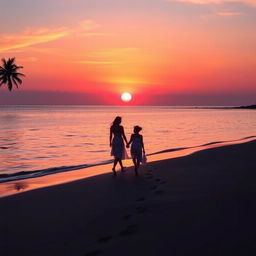 A beautiful, romantic sunset scene over a calm ocean
