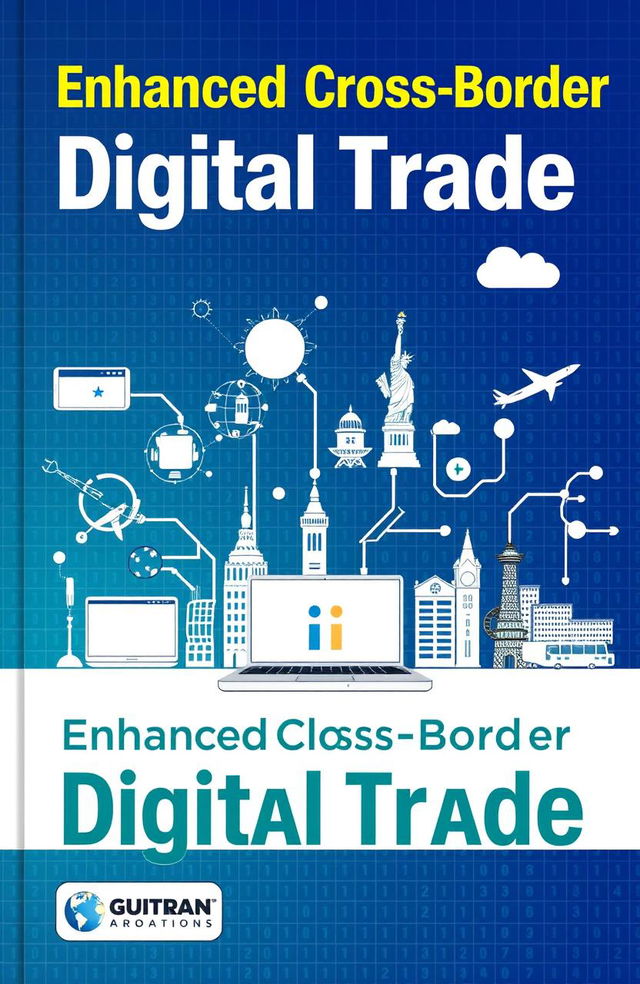 A comprehensive guidebook cover design focused on enhanced cross-border digital trade