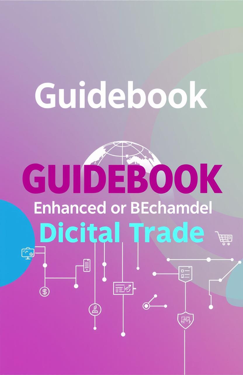 A visually striking guidebook cover featuring the theme of enhanced cross-border digital trade