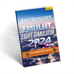 A dynamic and modern book cover design for 'MICROSOFT FLIGHT SIMULATOR 2024: Guidebook: Your Gateway to Virtual Aviation Mastery' by Joseph Paul