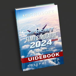 A dynamic and modern book cover design for 'MICROSOFT FLIGHT SIMULATOR 2024: Guidebook: Your Gateway to Virtual Aviation Mastery' by Joseph Paul