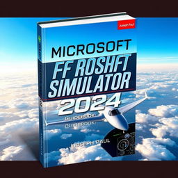 A dynamic and modern book cover design for 'MICROSOFT FLIGHT SIMULATOR 2024: Guidebook: Your Gateway to Virtual Aviation Mastery' by Joseph Paul