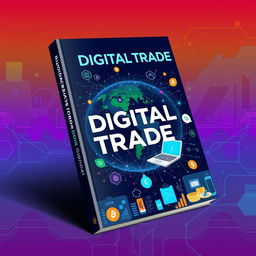 A comprehensive digital guidebook on digital trade, featuring visually appealing infographics, charts, and illustrations that represent various aspects of e-commerce, online transactions, digital currencies, and international trade