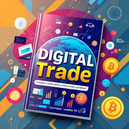 A comprehensive digital guidebook on digital trade, featuring visually appealing infographics, charts, and illustrations that represent various aspects of e-commerce, online transactions, digital currencies, and international trade