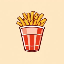 A logo design featuring a stylized cup-shaped container filled entirely with golden, crispy French fries