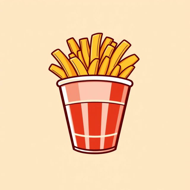 A logo design featuring a stylized cup-shaped container filled entirely with golden, crispy French fries