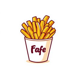 A logo design featuring a stylized cup-shaped container filled entirely with golden, crispy French fries