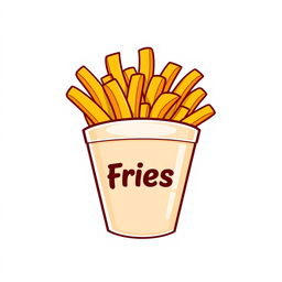 A logo design featuring a stylized cup-shaped container filled entirely with golden, crispy French fries