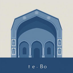 A minimalistic artistic representation of the Taq-e Bostan, featuring its iconic arch and relief sculptures with a modern twist