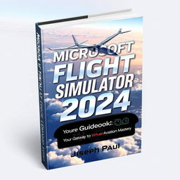A dynamic and modern book cover design for 'MICROSOFT FLIGHT SIMULATOR 2024: Guidebook: Your Gateway to Virtual Aviation Mastery' by Joseph Paul