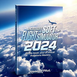 A dynamic and modern book cover design for 'MICROSOFT FLIGHT SIMULATOR 2024: Guidebook: Your Gateway to Virtual Aviation Mastery' by Joseph Paul