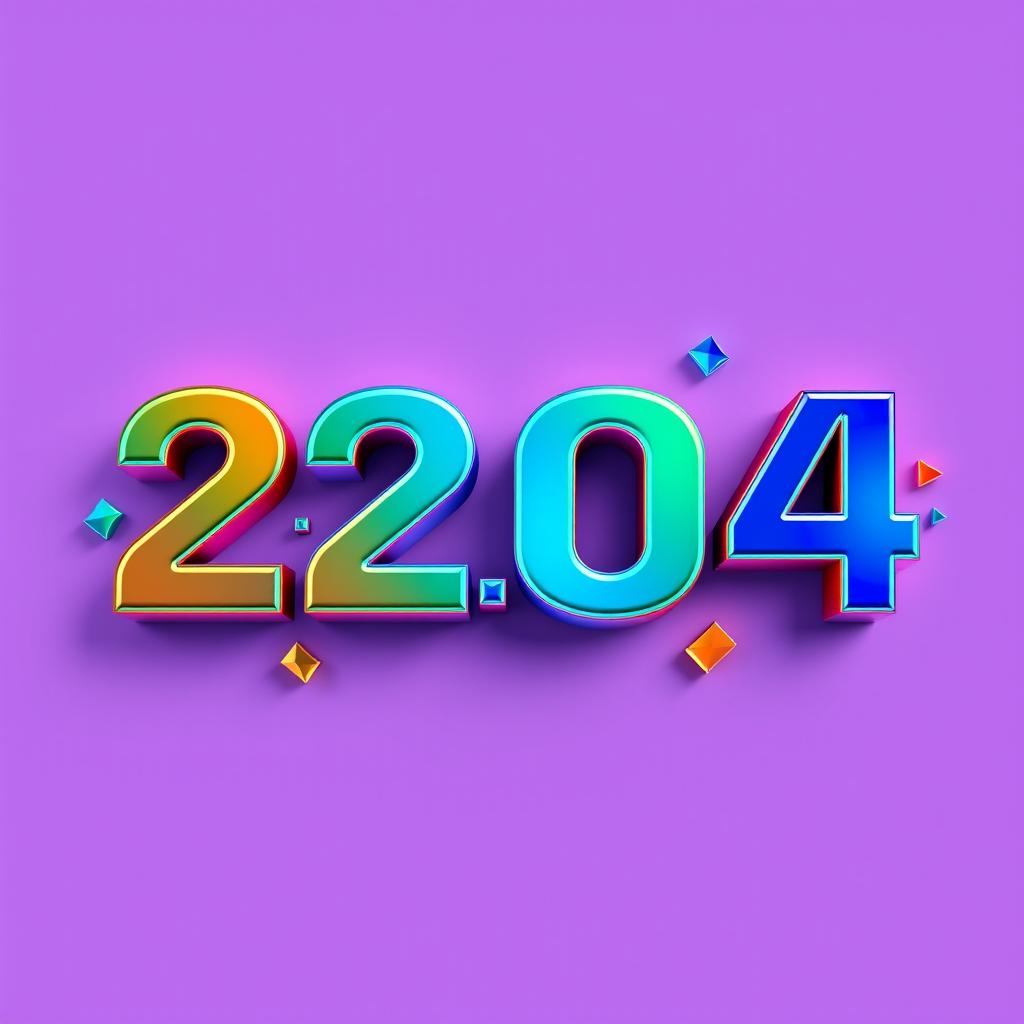 An artistic interpretation of the number 22,004, crafted in a vibrant and modern typographic style