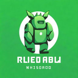 A high resolution digital art image of a green rhinoceros robot logo