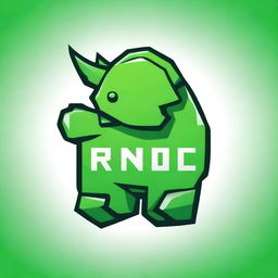 A high resolution digital art image of a green rhinoceros robot logo