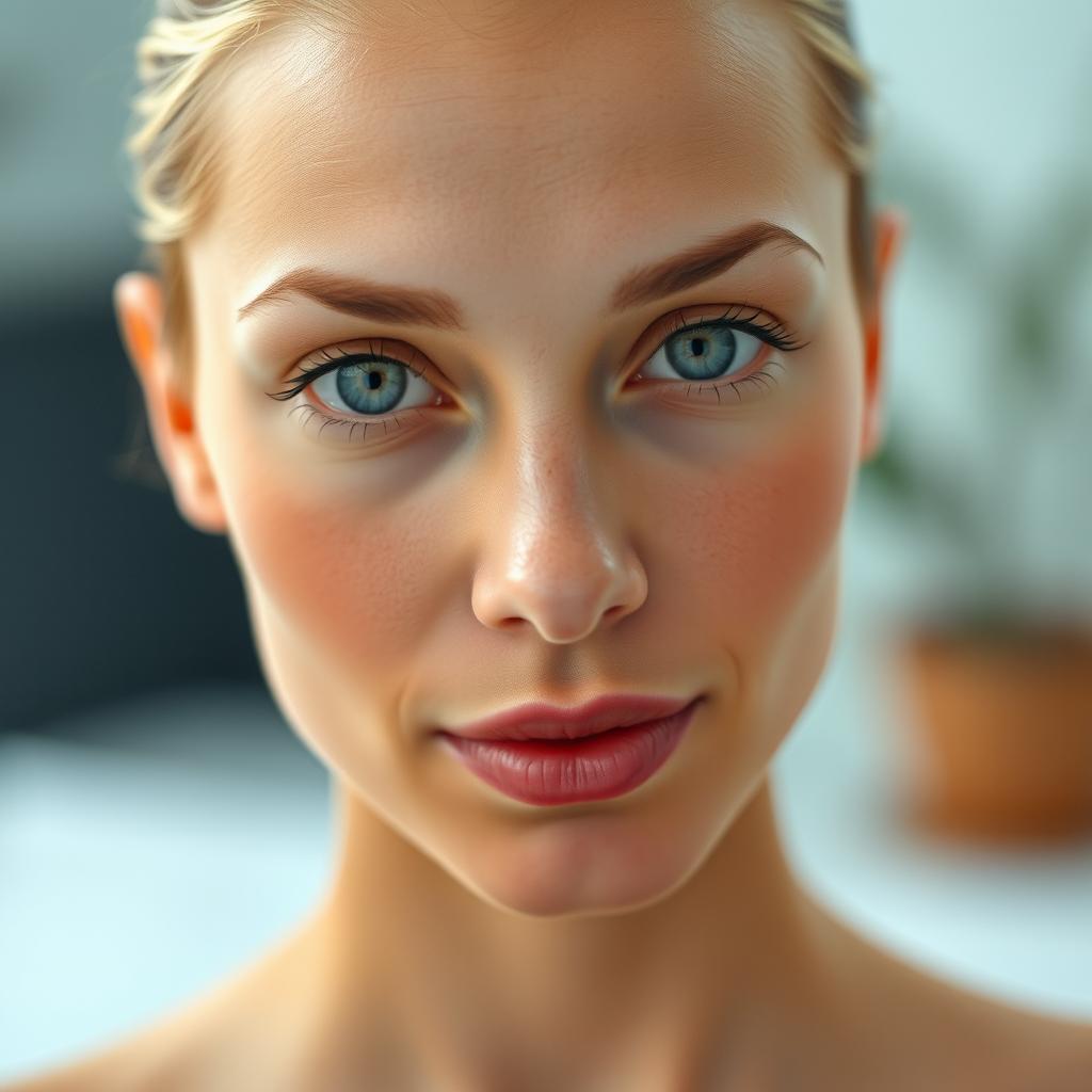 A clean photo of a person's face, showcasing clear features and excellent detail, resembling a high-quality DSLR photograph