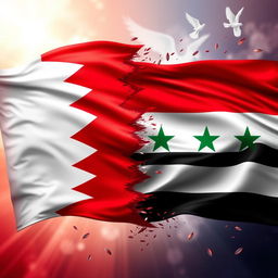 A vibrant, artistic depiction of a flag that is split in half