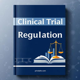 A visually appealing and professional book cover design for a printable edition titled 'Clinical Trial Regulation'