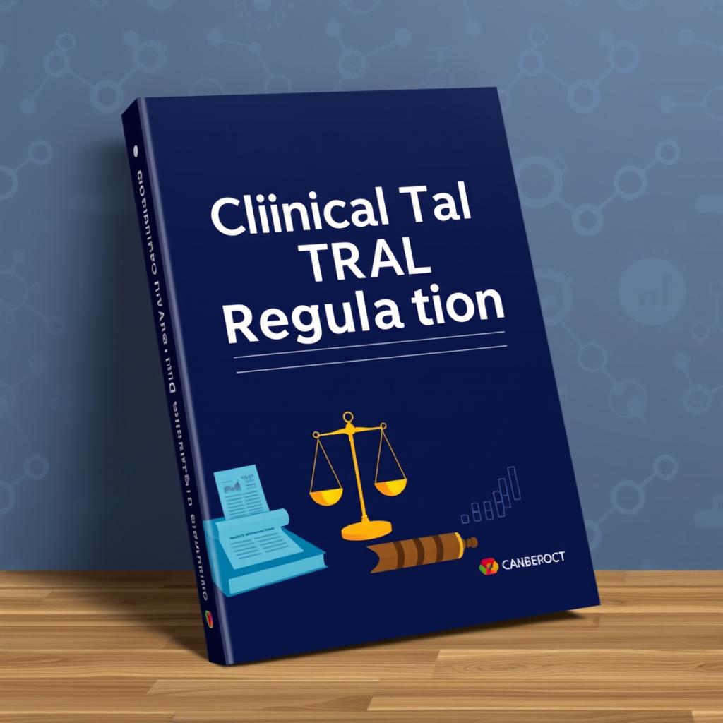 A visually appealing and professional book cover design for a printable edition titled 'Clinical Trial Regulation'