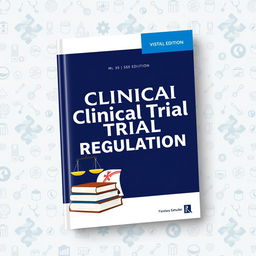 A visually appealing and professional book cover design for a printable edition titled 'Clinical Trial Regulation'