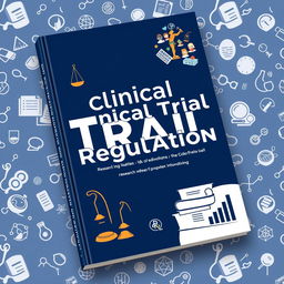 A visually appealing and professional book cover design for a printable edition titled 'Clinical Trial Regulation'