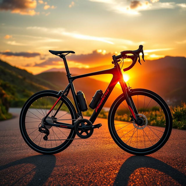 A vibrant and dynamic scene featuring a sleek, modern road bike