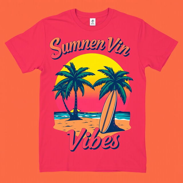 A vibrant and eye-catching T-shirt design layout featuring a playful and trendy graphic