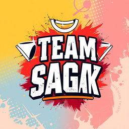 A stylish and unique graphic design for a TEAM SAGAK shirt, featuring bold and dynamic lettering that encapsulates the spirit of teamwork and unity