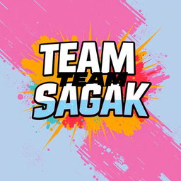 A stylish and unique graphic design for a TEAM SAGAK shirt, featuring bold and dynamic lettering that encapsulates the spirit of teamwork and unity