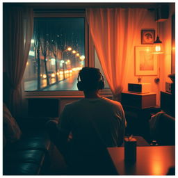 A cozy, dimly lit room featuring soft lighting and vintage decor