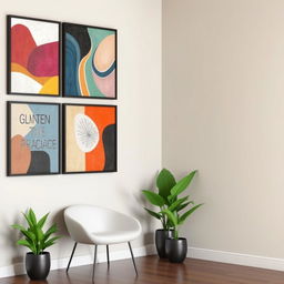 A well-designed interior corner featuring two stylish walls without any windows or background