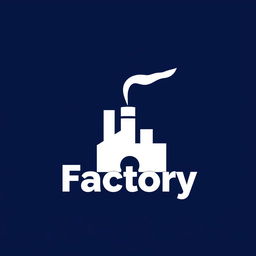 A logo design for a factory, featuring a dark blue background and a white logo design