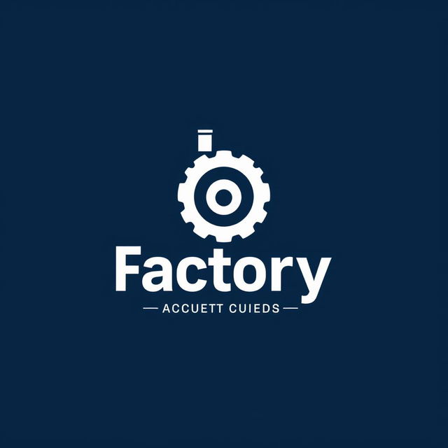 A logo design for a factory, featuring a dark blue background and a white logo design