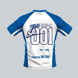 A sleek and modern design for a TEAM SAGAK shirt featuring a bold, stylized logo prominently on the front