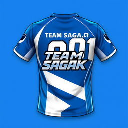 A sleek and modern design for a TEAM SAGAK shirt featuring a bold, stylized logo prominently on the front