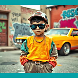 A cool kid gangster in a retro ghetto setting