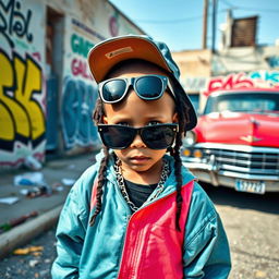 A cool kid gangster in a retro ghetto setting