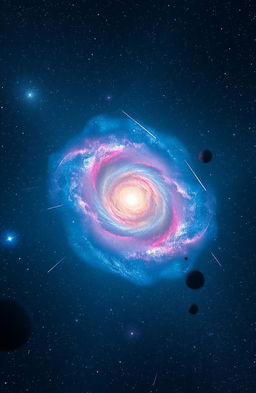 A mesmerizing cosmic landscape showcasing the universe filled with vibrant galaxies, twinkling stars, and swirling nebulae in a multitude of colors