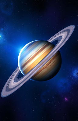 A stunning and detailed view of planet Saturn, showcasing its magnificent rings in vibrant colors